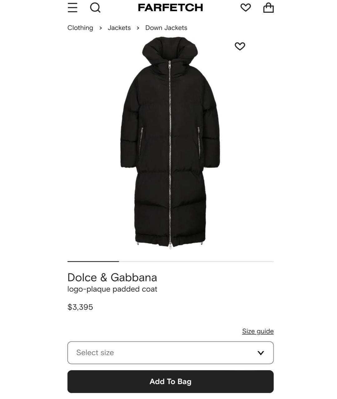 DOLCE&GABBANA Черный пуховик, фото 2