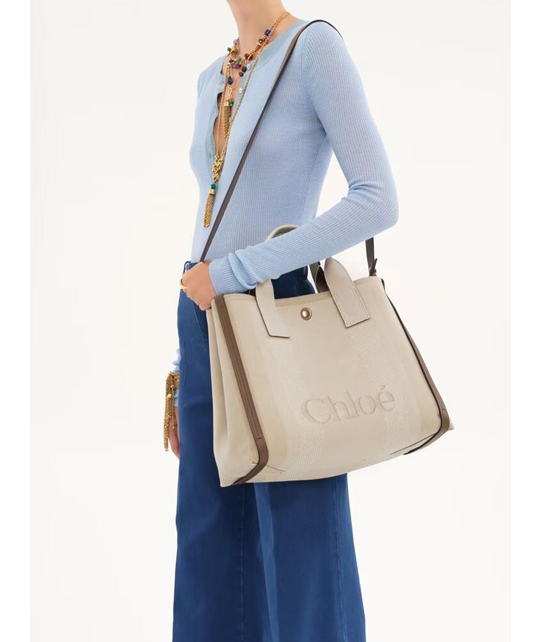 CHLOE Бежевая кожаная сумка тоут, фото 2