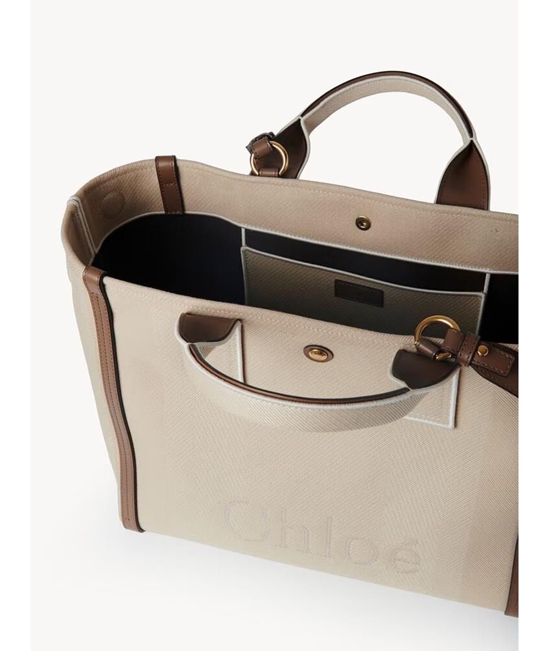 CHLOE Бежевая кожаная сумка тоут, фото 3