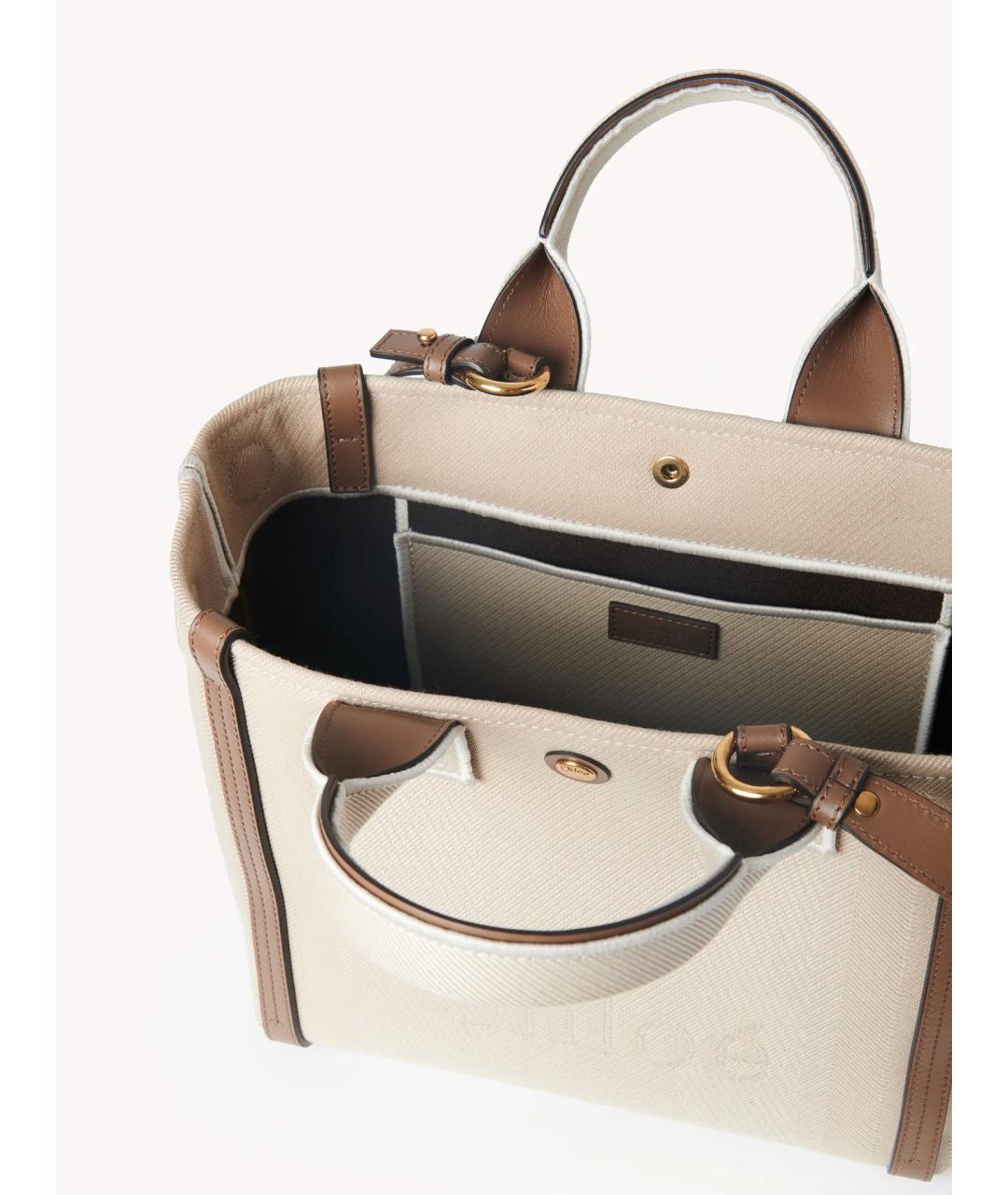 CHLOE Бежевая хлопковая сумка тоут, фото 3