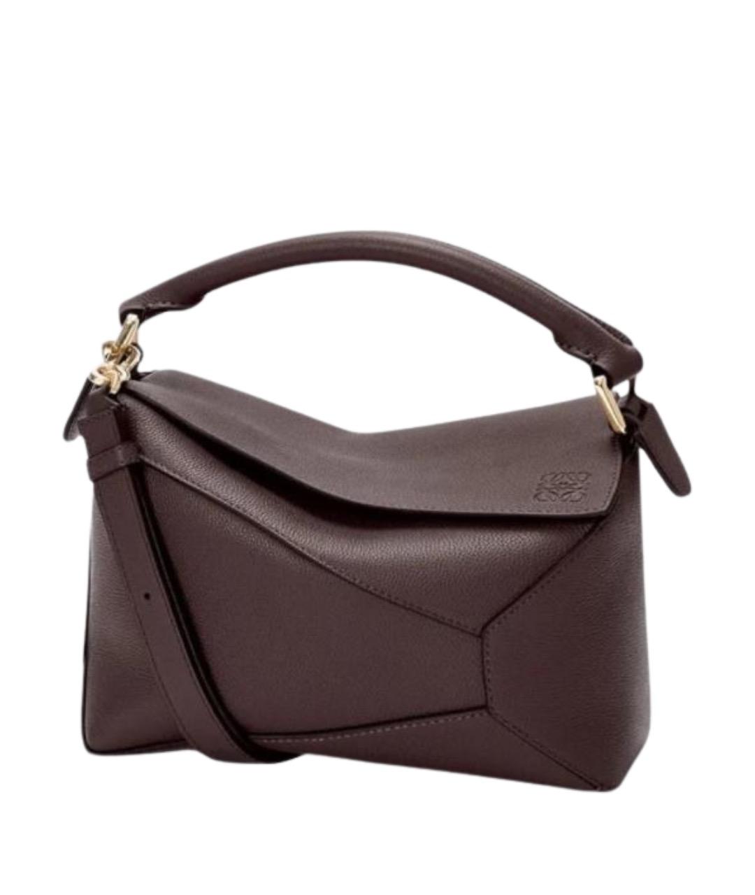 LOEWE Коричневая кожаная сумка с короткими ручками, фото 1