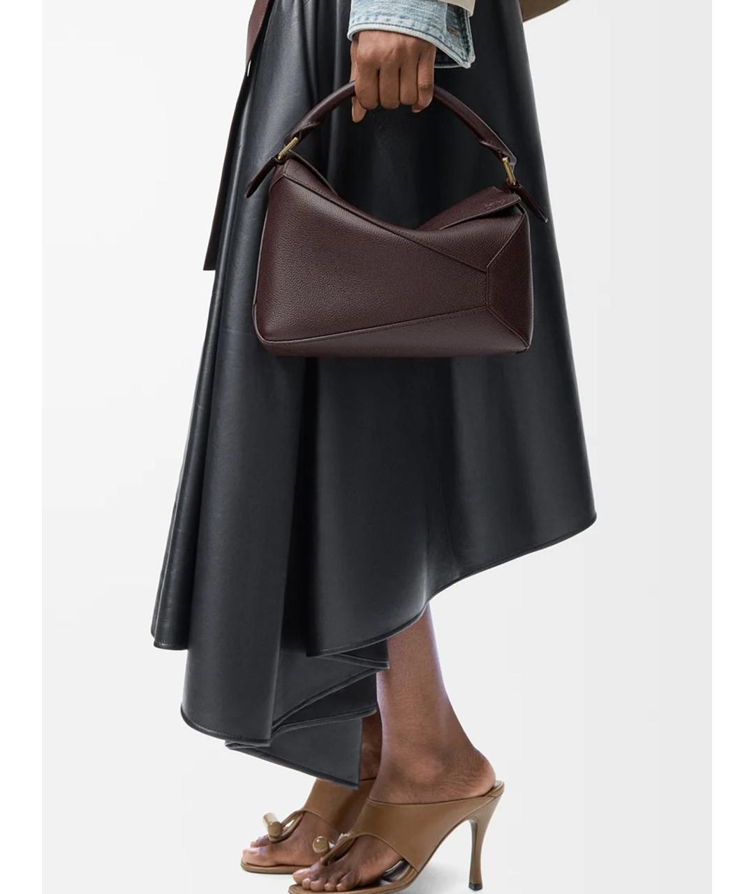 LOEWE Коричневая кожаная сумка с короткими ручками, фото 2