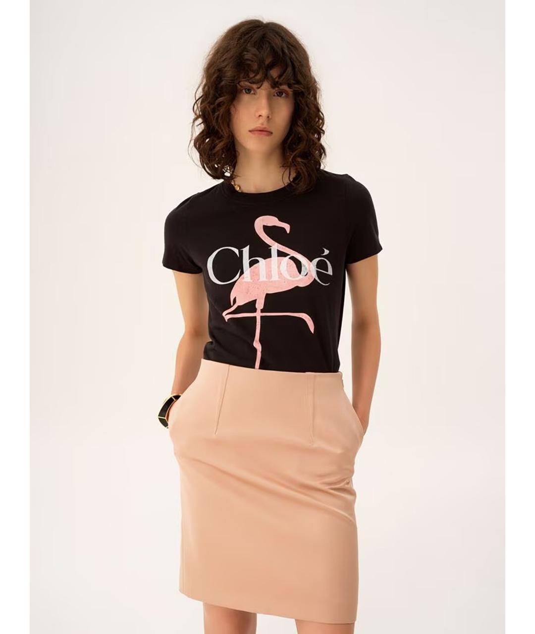 CHLOE Черная хлопковая футболка, фото 3