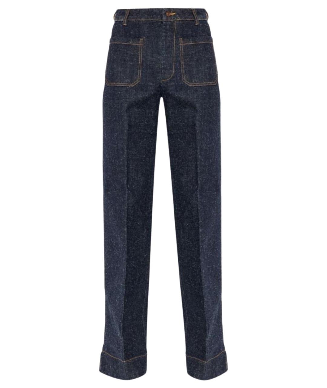 VICTORIA BECKHAM Синие хлопковые прямые джинсы, фото 1