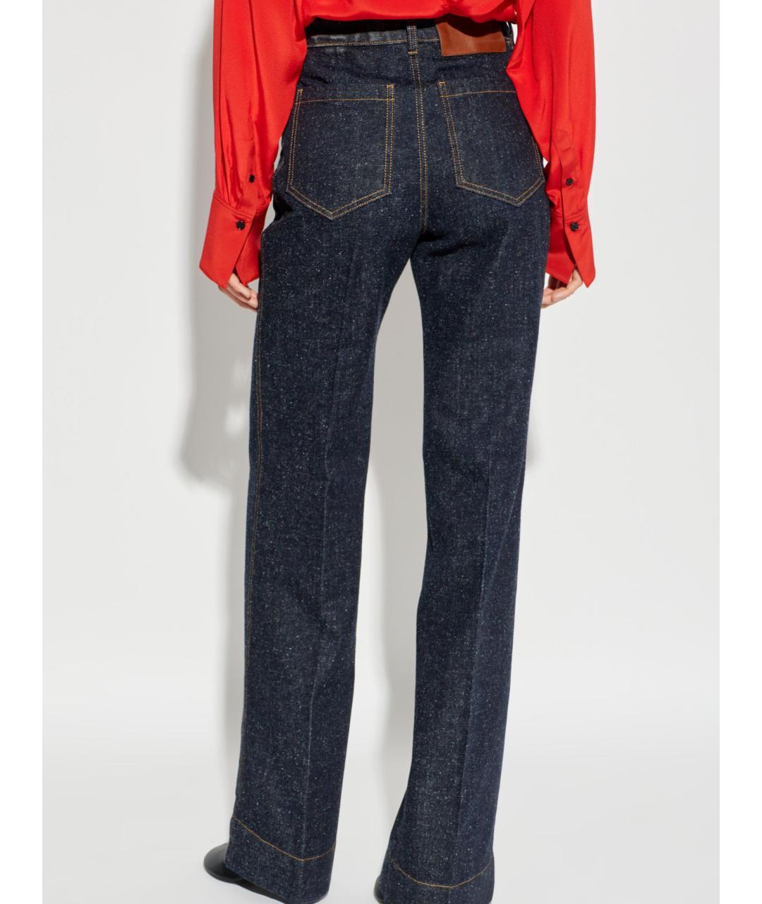 VICTORIA BECKHAM Синие хлопковые прямые джинсы, фото 4