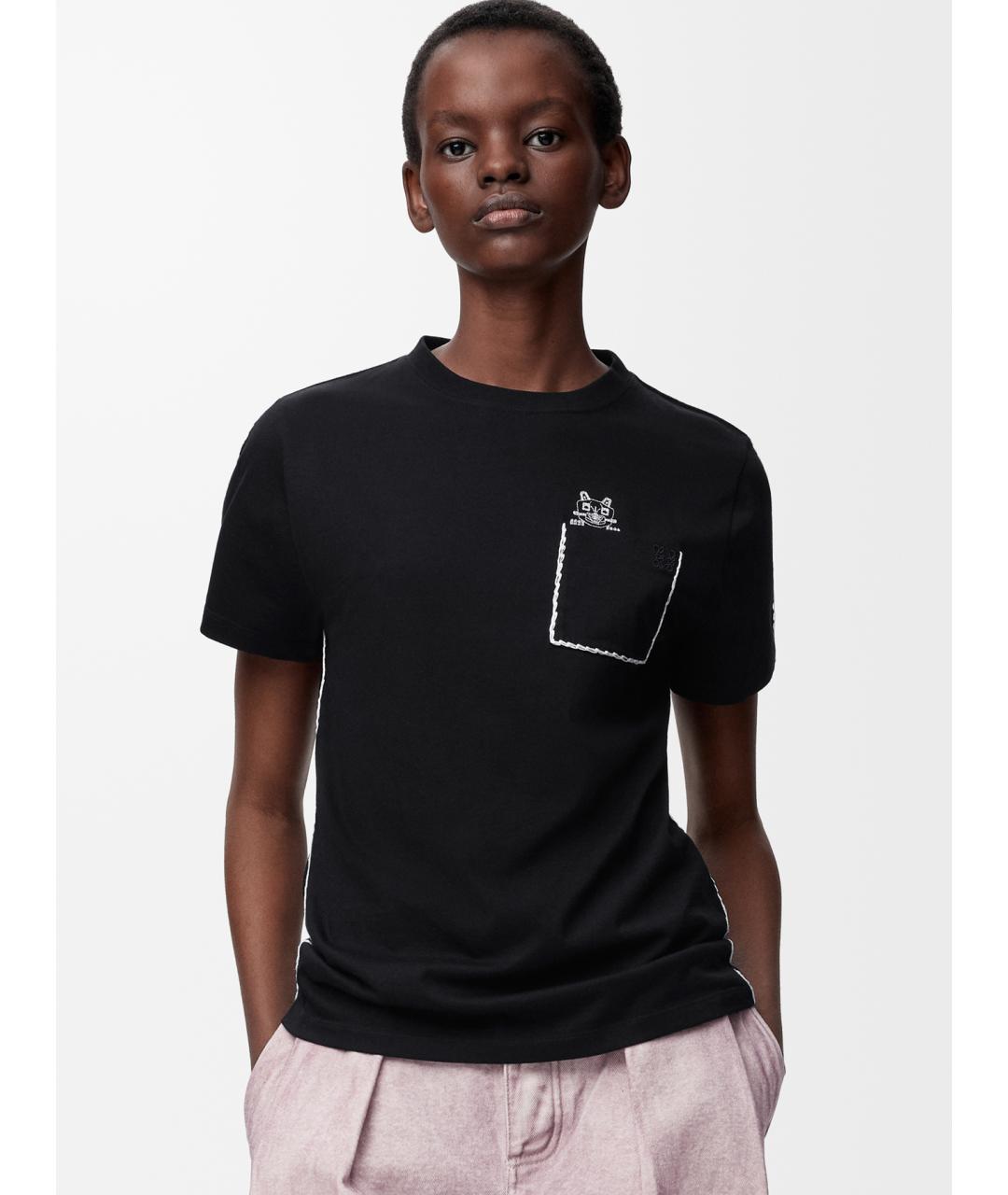 LOEWE Темно-синяя хлопковая футболка, фото 3