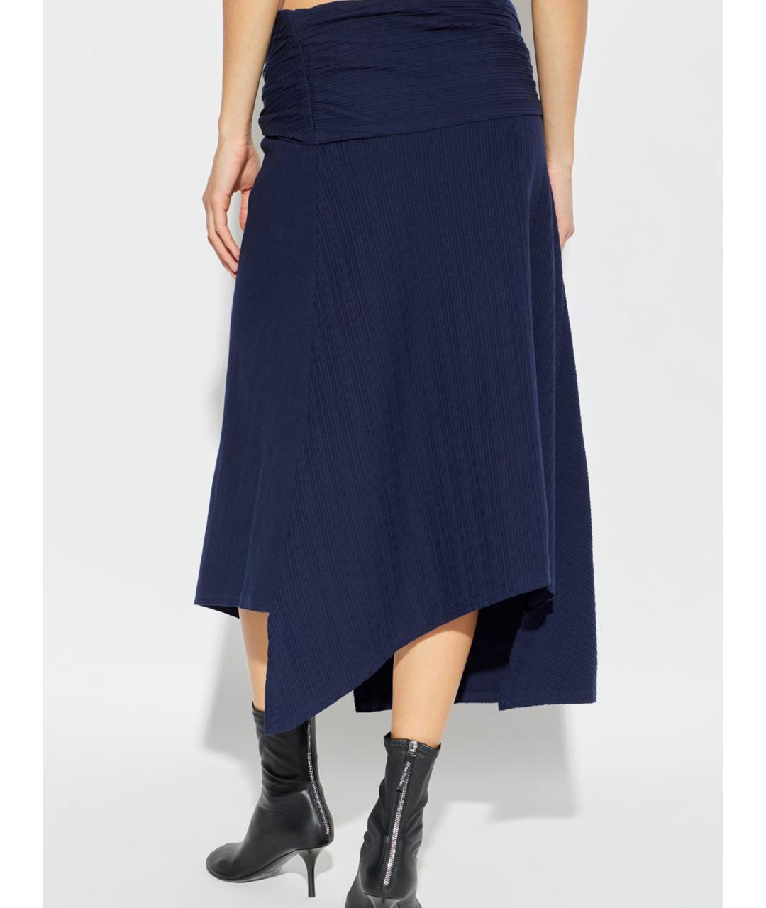 VICTORIA BECKHAM Темно-синяя хлопковая юбка миди, фото 4