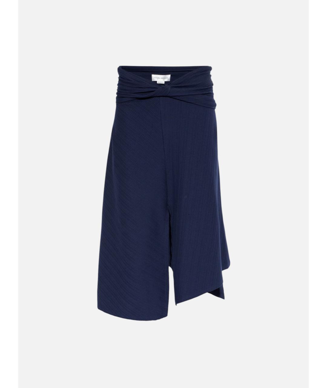 VICTORIA BECKHAM Темно-синяя хлопковая юбка миди, фото 6