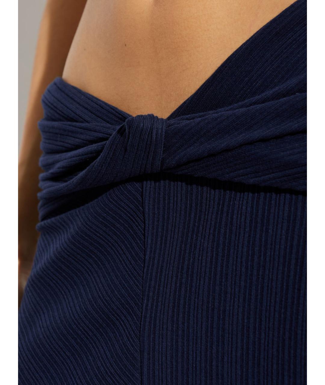 VICTORIA BECKHAM Темно-синяя хлопковая юбка миди, фото 5