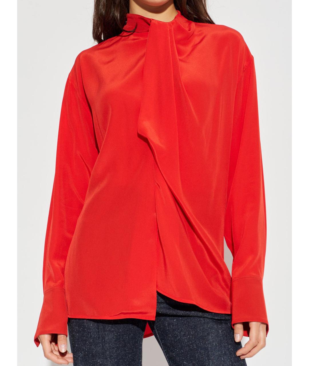 VICTORIA BECKHAM Красная шелковая блузы, фото 3