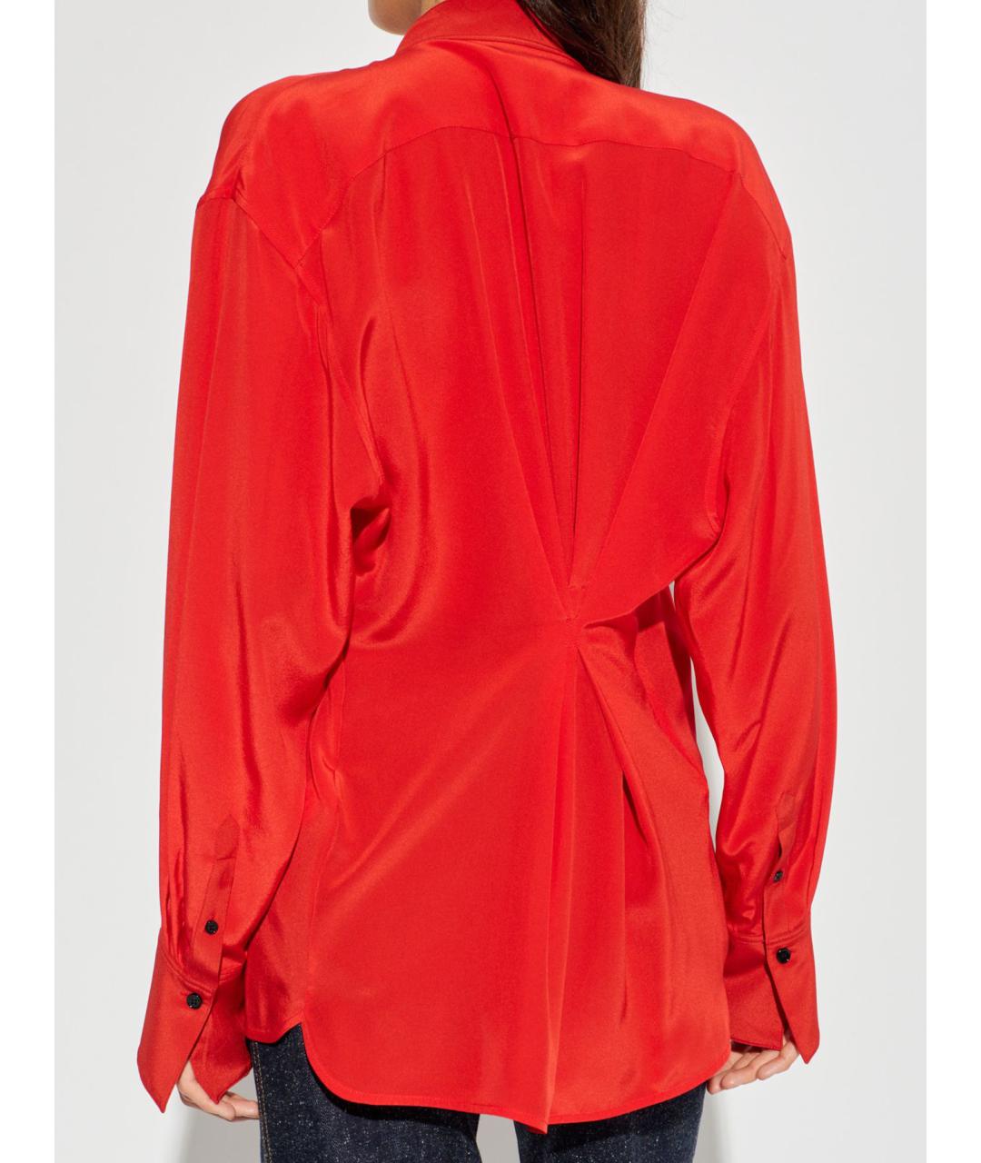 VICTORIA BECKHAM Красная шелковая блузы, фото 4