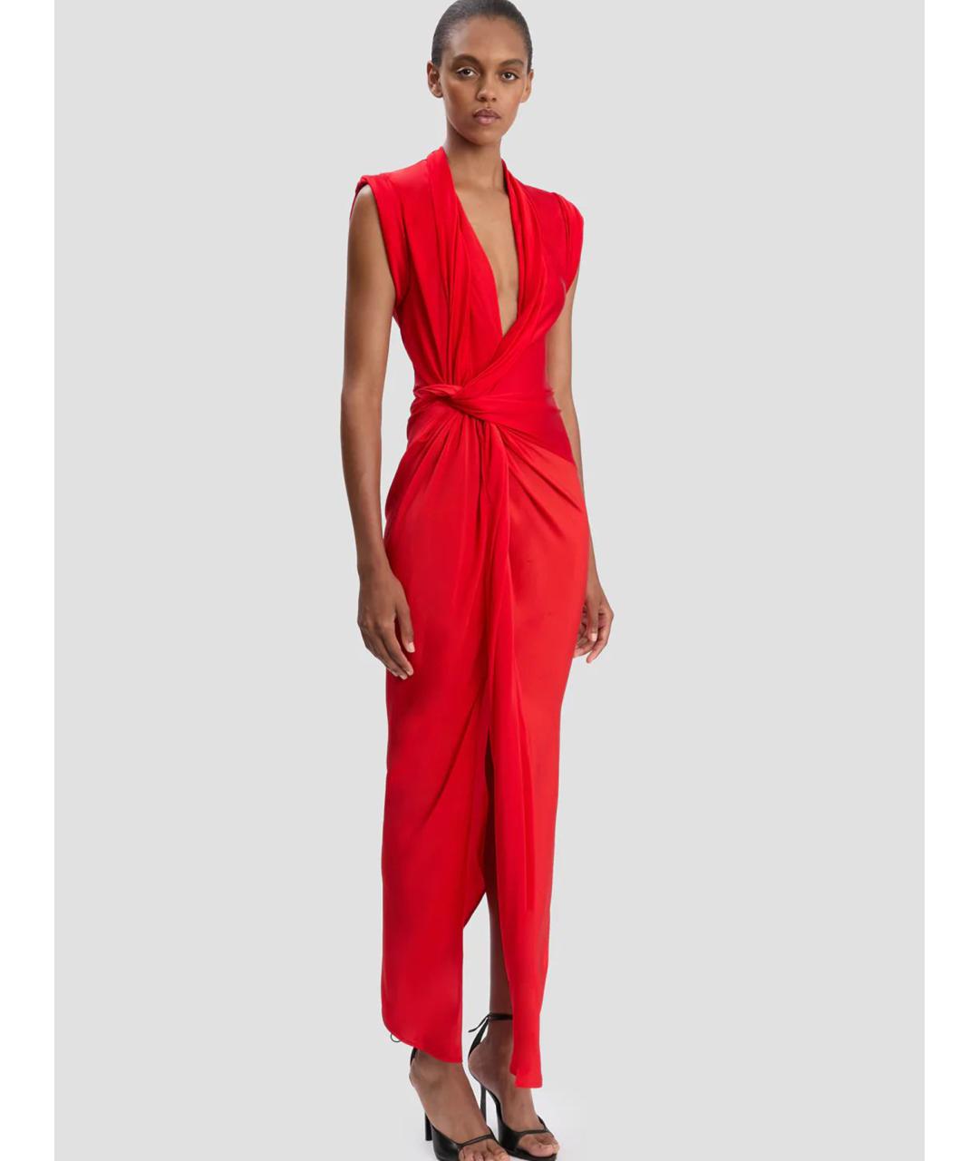 VICTORIA BECKHAM Красное шелковое коктейльное платье, фото 3