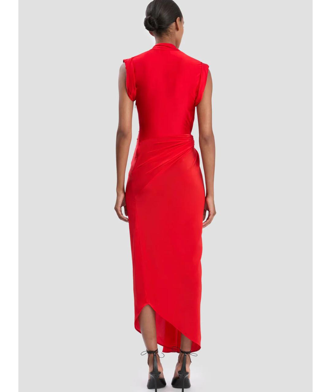 VICTORIA BECKHAM Красное шелковое коктейльное платье, фото 4