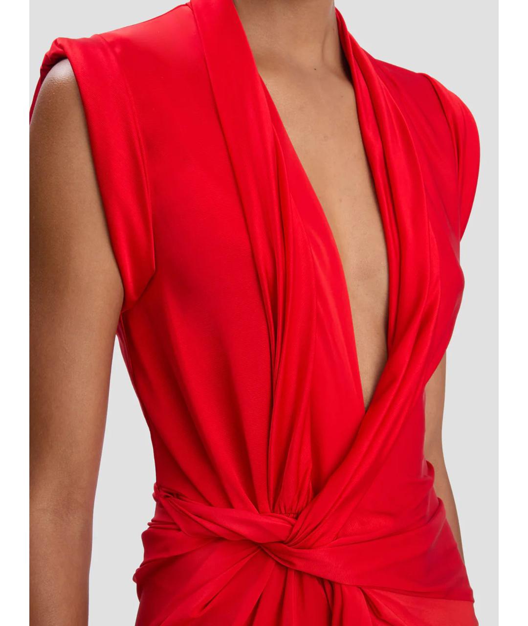 VICTORIA BECKHAM Красное шелковое коктейльное платье, фото 5