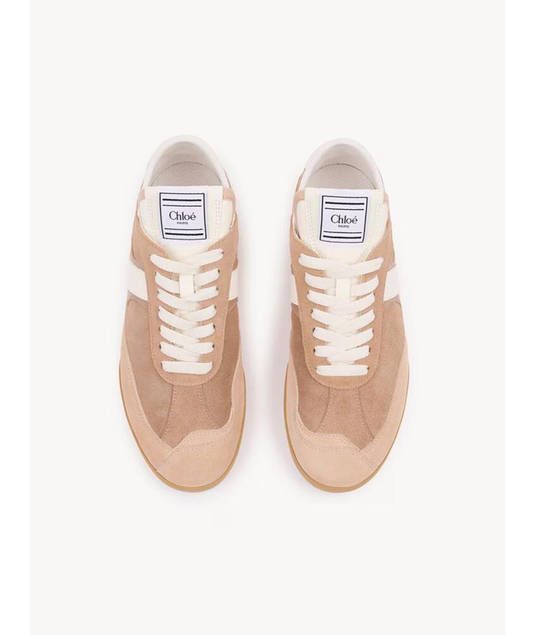 CHLOE Бежевые кожаные кроссовки, фото 4