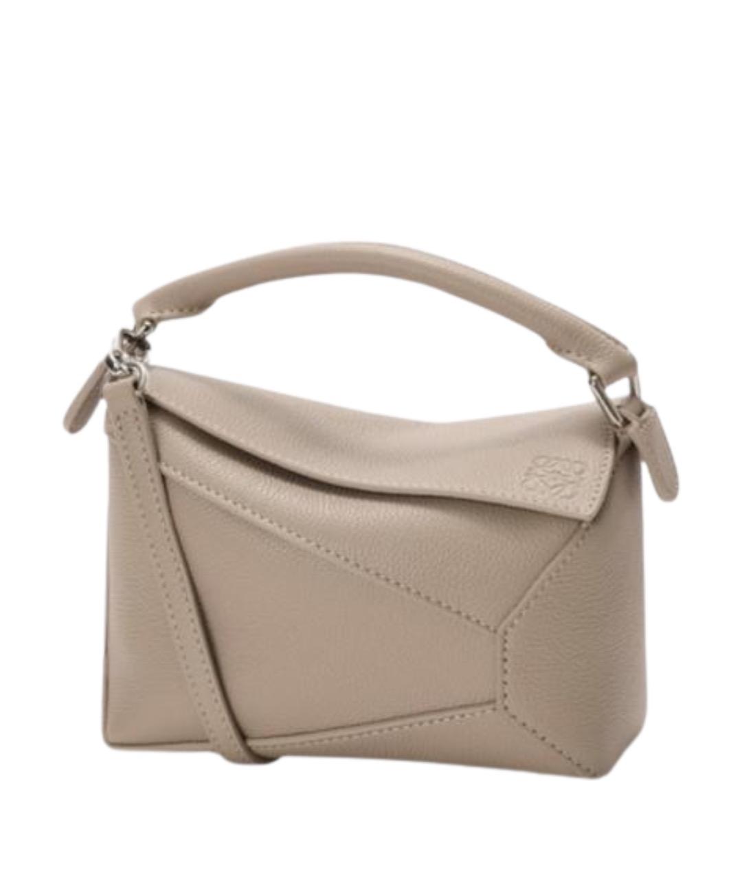 LOEWE Бежевая кожаная сумка с короткими ручками, фото 1