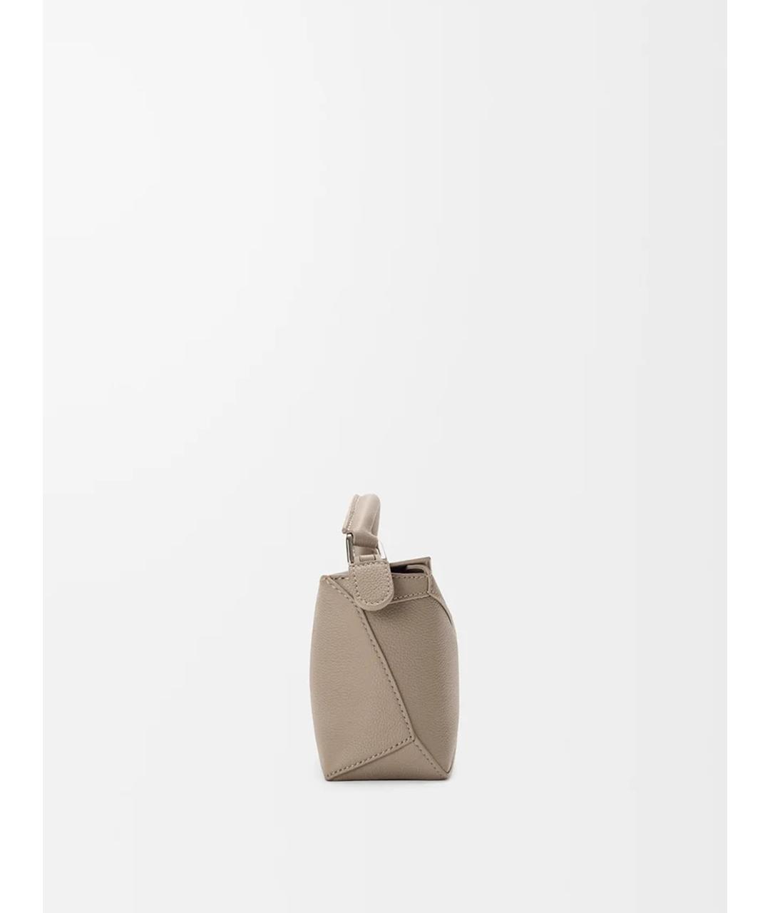 LOEWE Бежевая кожаная сумка с короткими ручками, фото 4