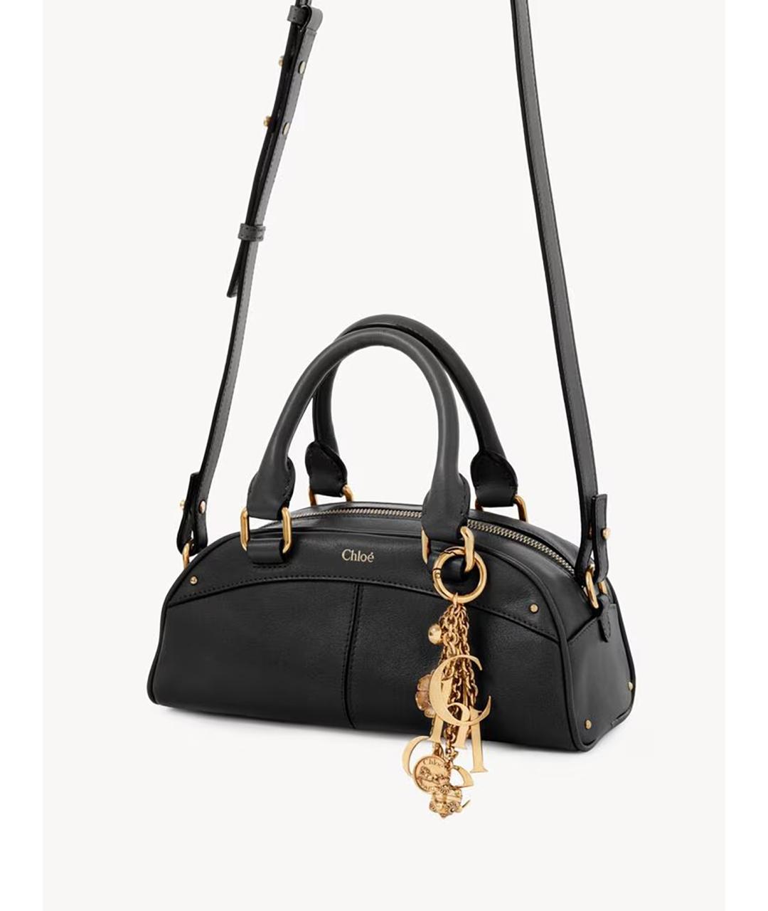 CHLOE Черная кожаная сумка с короткими ручками, фото 2