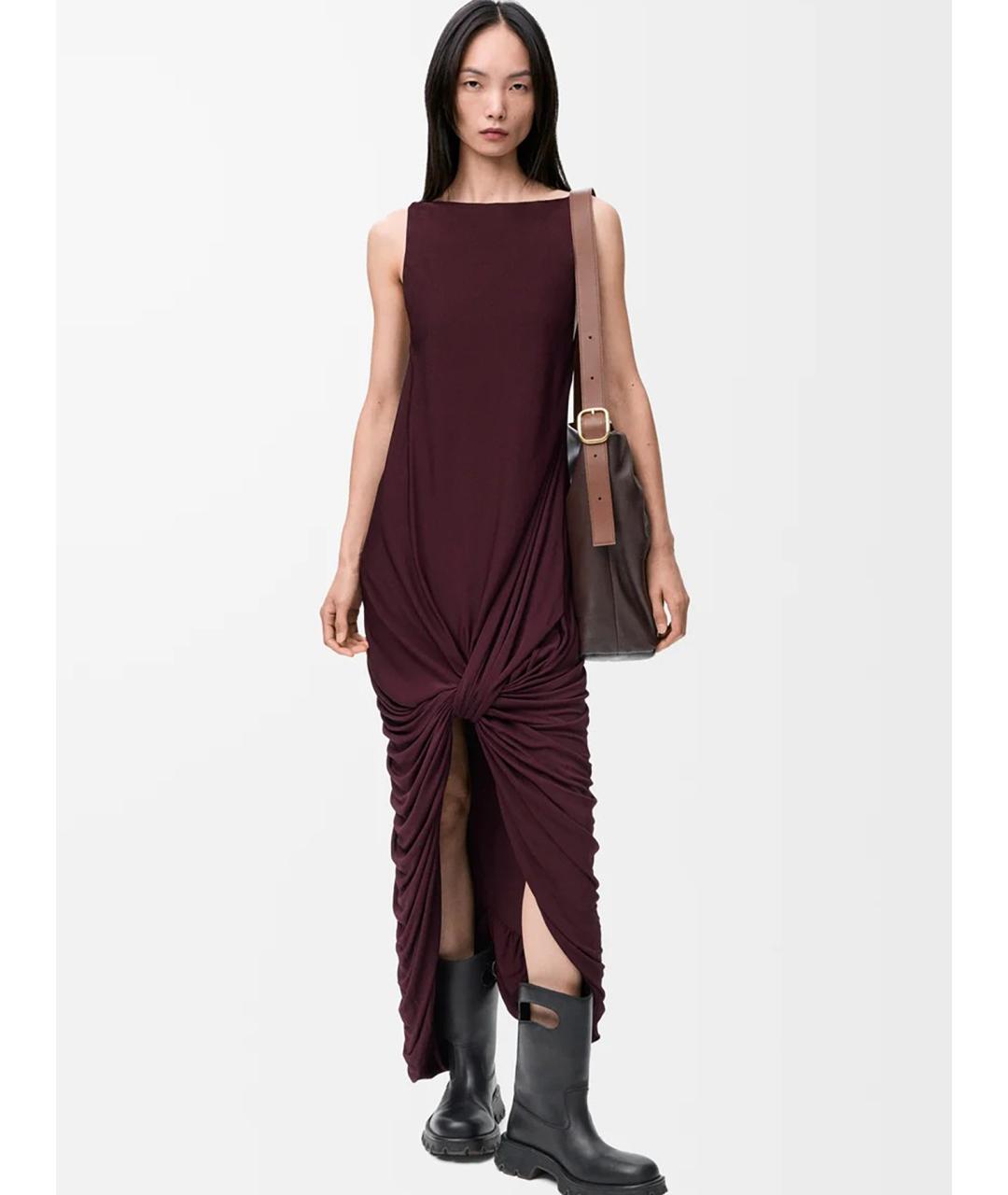 LOEWE Бордовое вискозное повседневное платье, фото 2