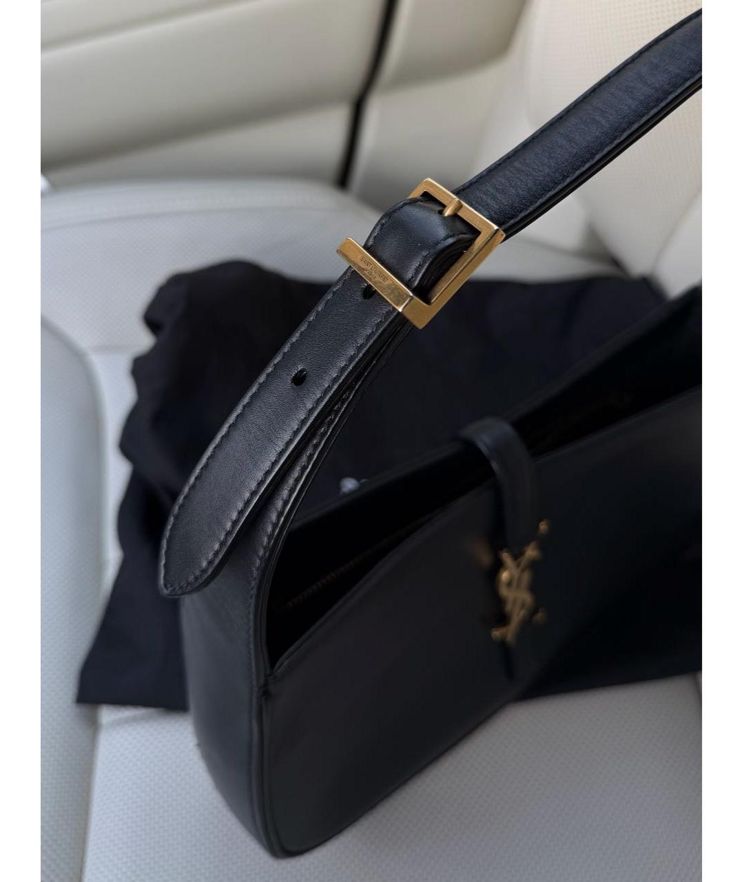 SAINT LAURENT Черная кожаная сумка с короткими ручками, фото 4