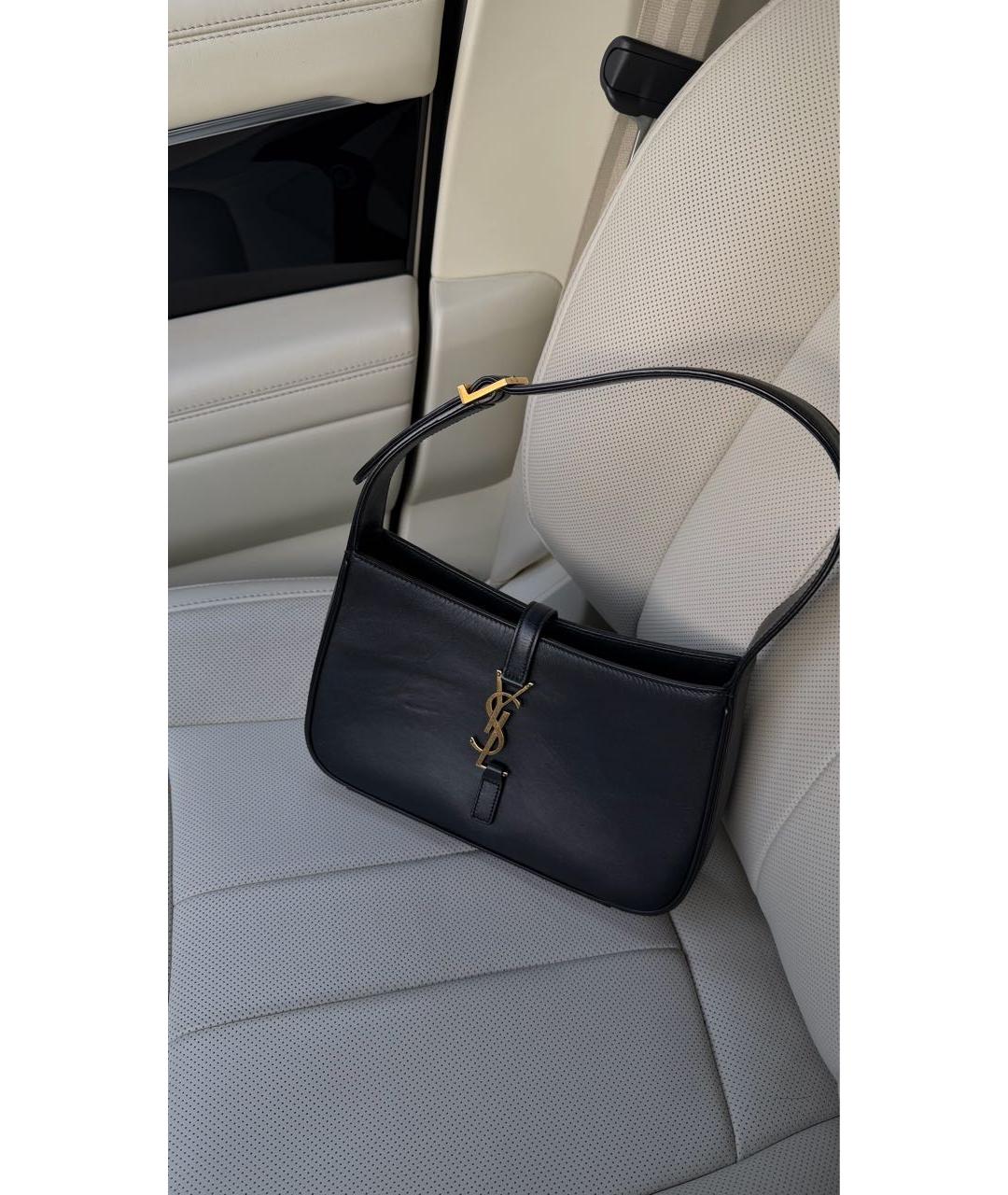 SAINT LAURENT Черная кожаная сумка с короткими ручками, фото 5