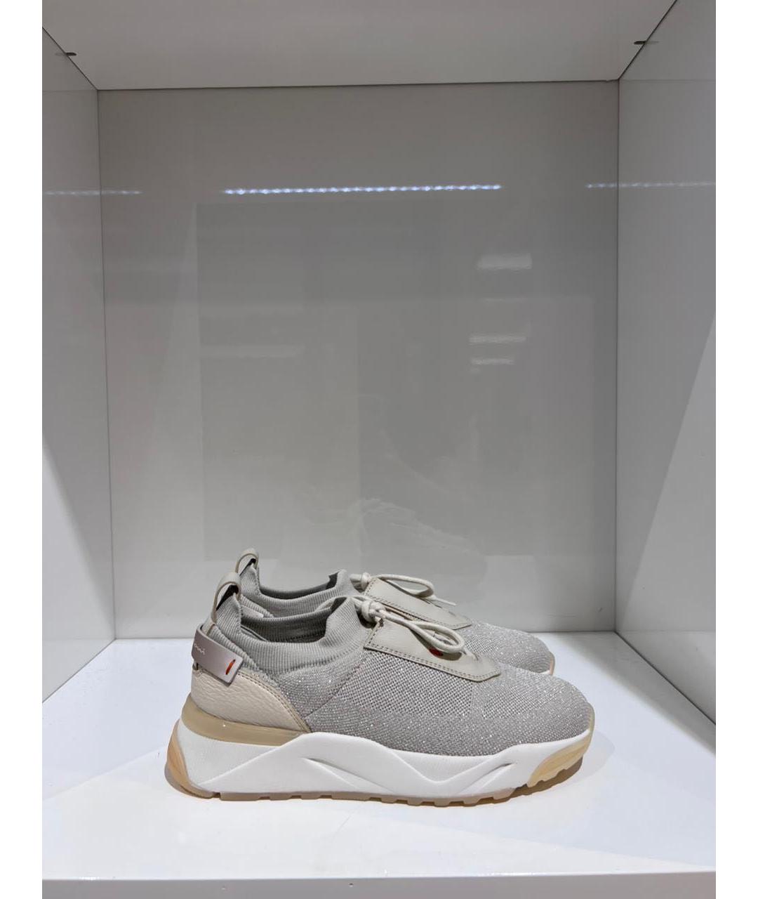 SANTONI Серые текстильные кроссовки, фото 4