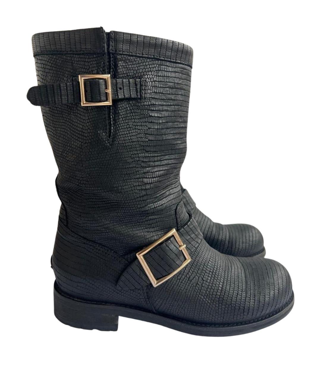 JIMMY CHOO Черные кожаные сапоги, фото 1