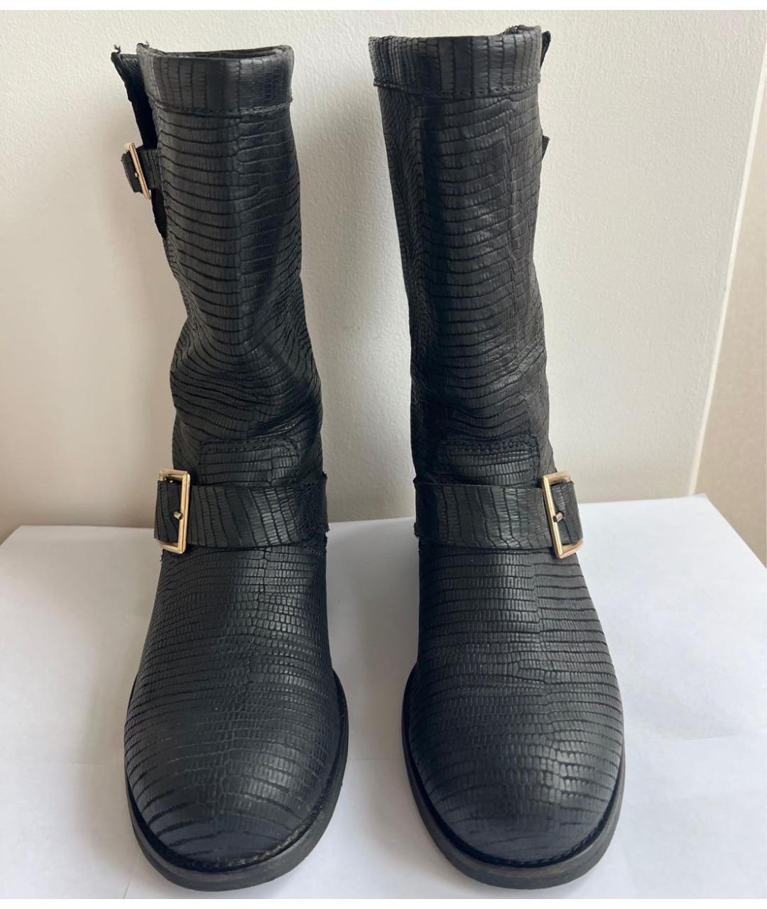 JIMMY CHOO Черные кожаные сапоги, фото 2