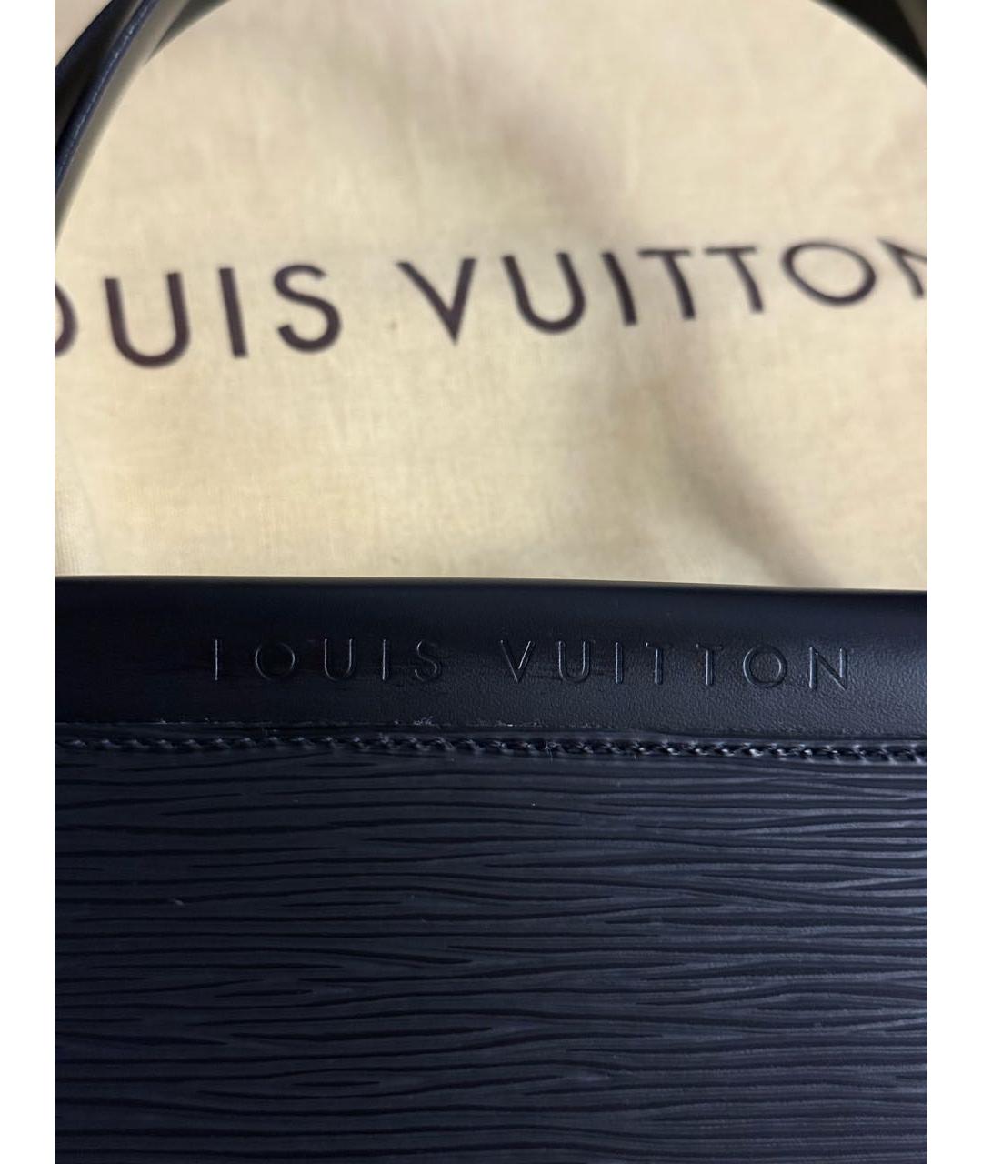 LOUIS VUITTON Черная кожаная сумка с короткими ручками, фото 5