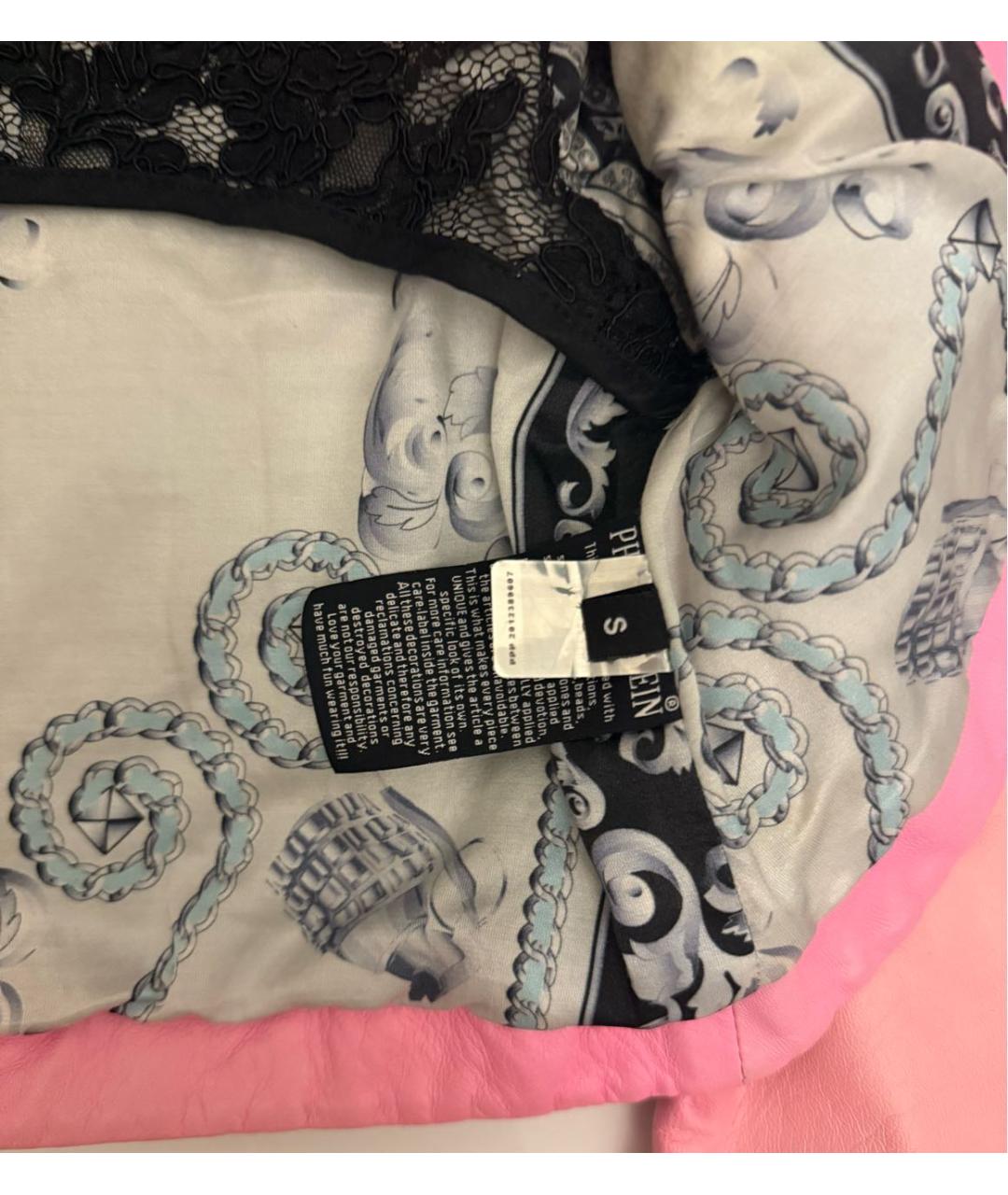 PHILIPP PLEIN Розовая кожаная куртка, фото 4