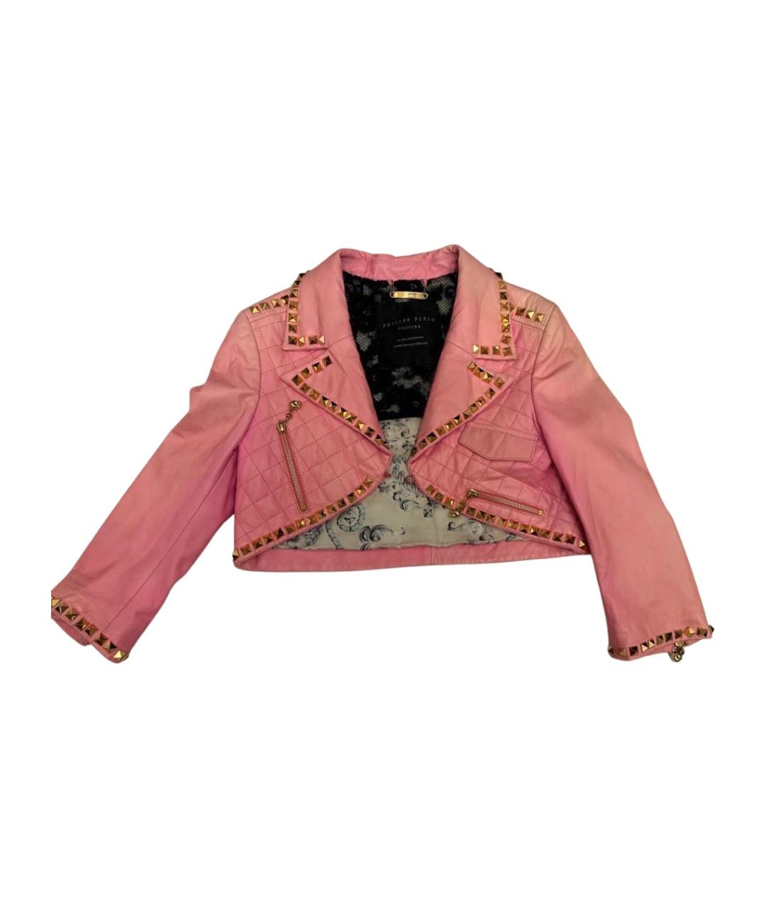 PHILIPP PLEIN Розовая кожаная куртка, фото 1