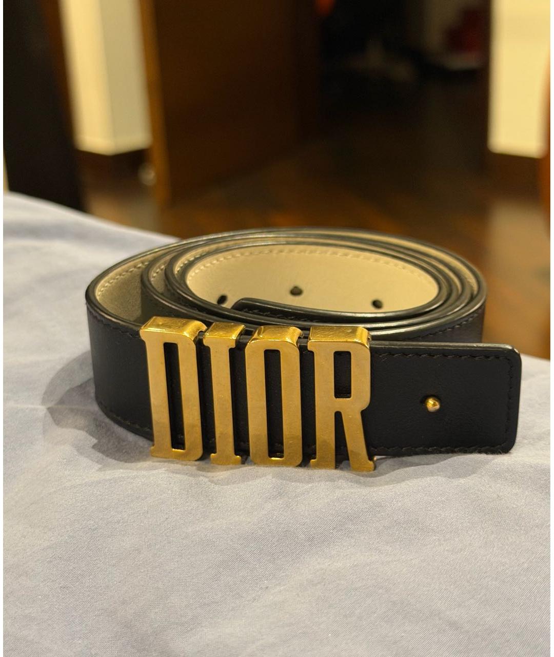 CHRISTIAN DIOR Черный кожаный ремень, фото 6