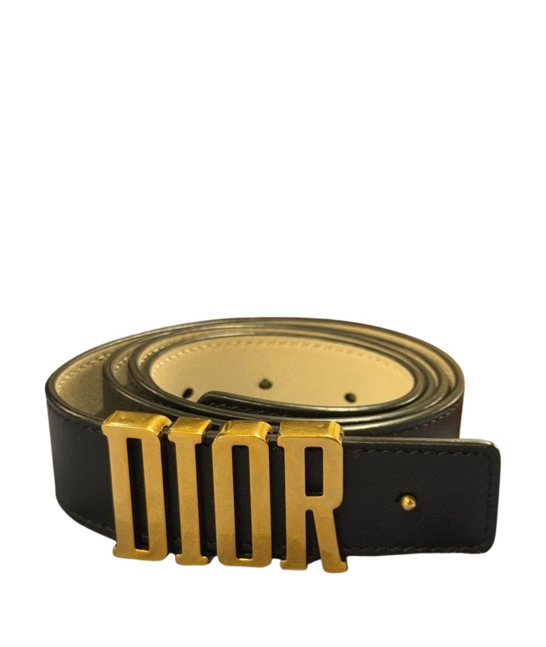 CHRISTIAN DIOR Черный кожаный ремень, фото 1