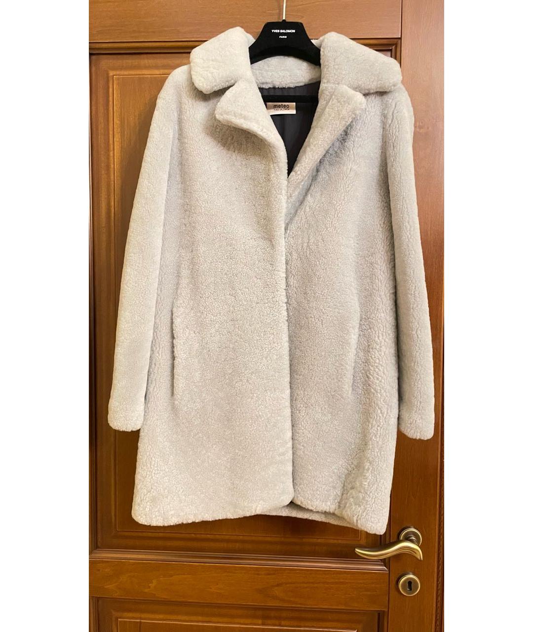 METEO YVES SALOMON Голубая шерстяная шуба, фото 7