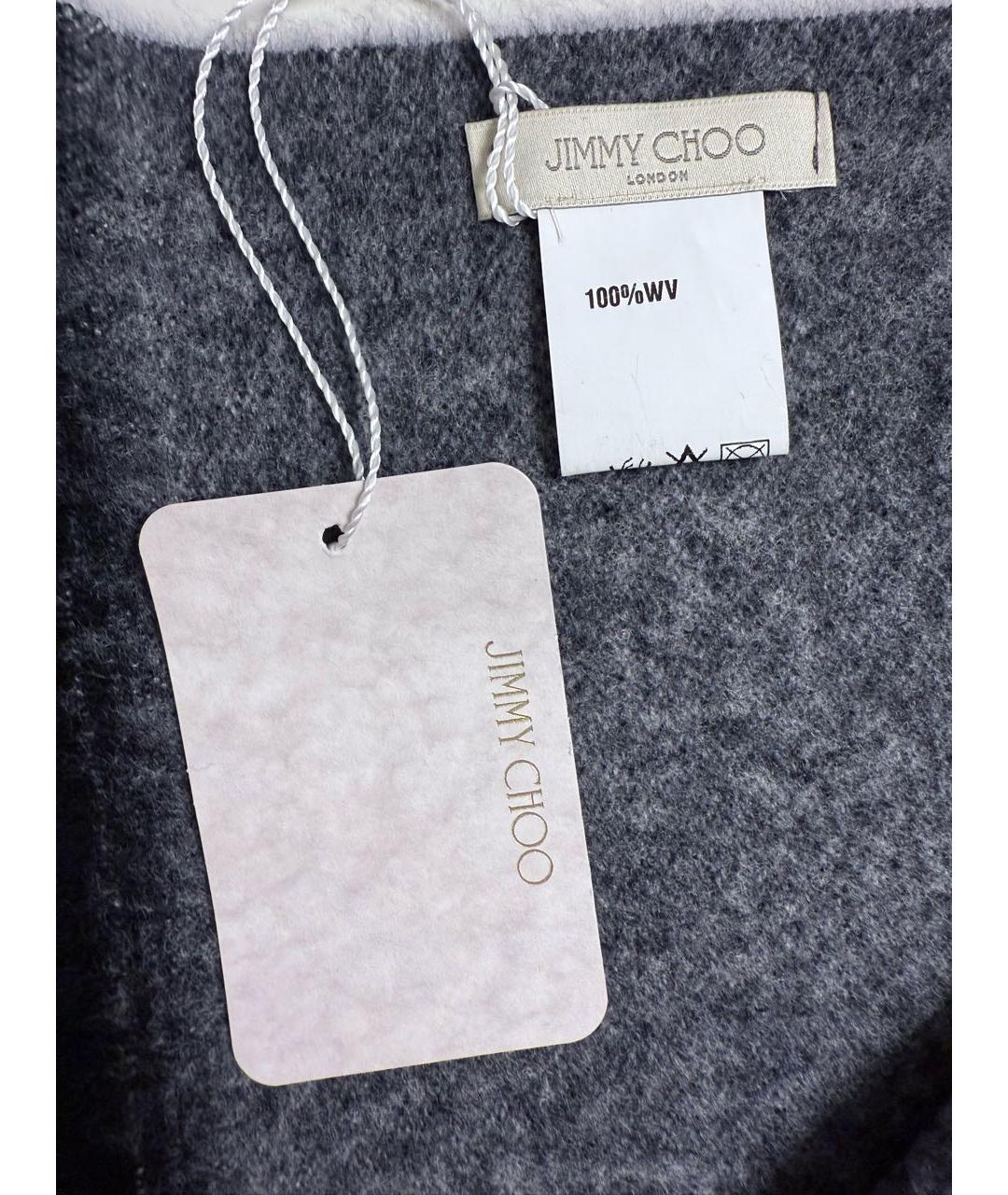 JIMMY CHOO Серый шерстяной шарф, фото 2