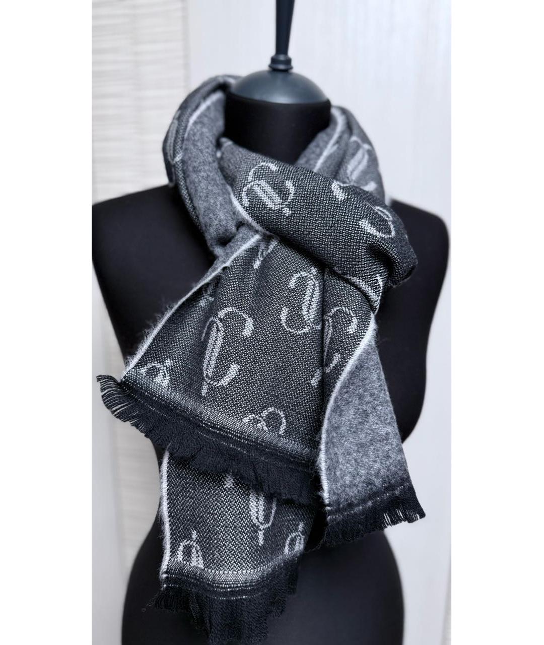 JIMMY CHOO Серый шерстяной шарф, фото 7