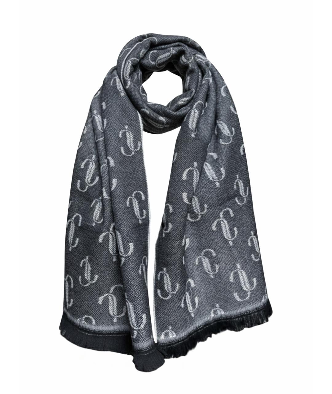 JIMMY CHOO Серый шерстяной шарф, фото 1