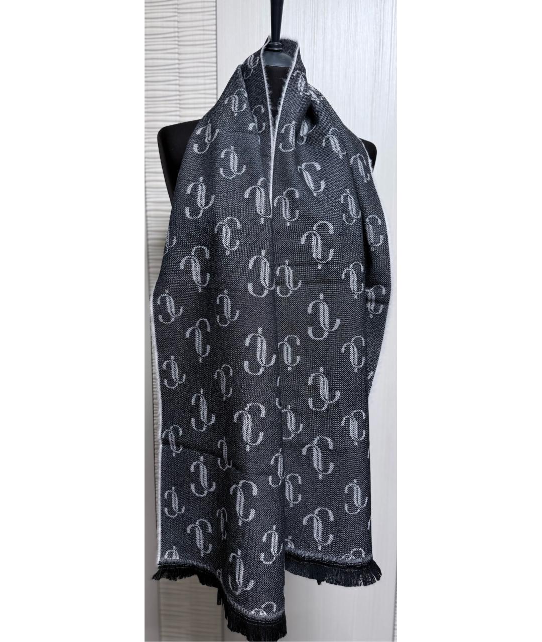 JIMMY CHOO Серый шерстяной шарф, фото 4