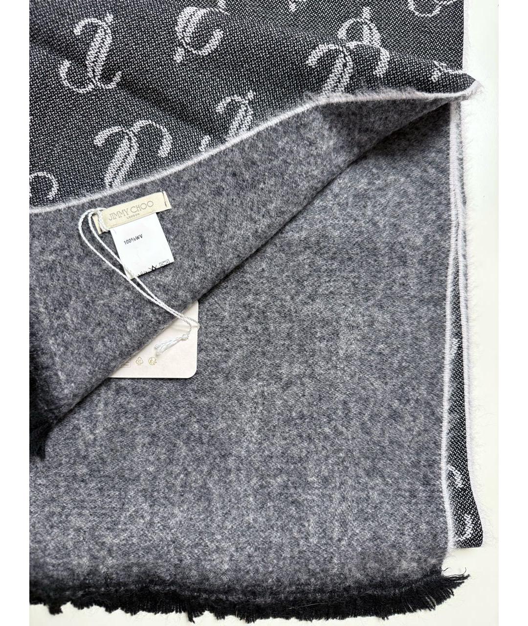 JIMMY CHOO Серый шерстяной шарф, фото 6