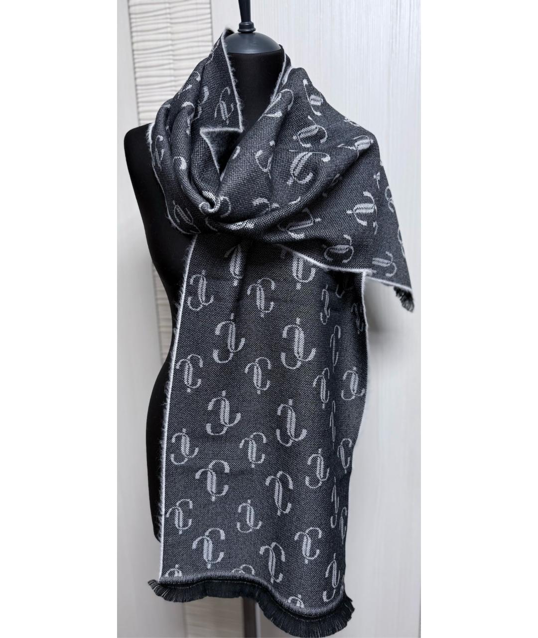 JIMMY CHOO Серый шерстяной шарф, фото 5