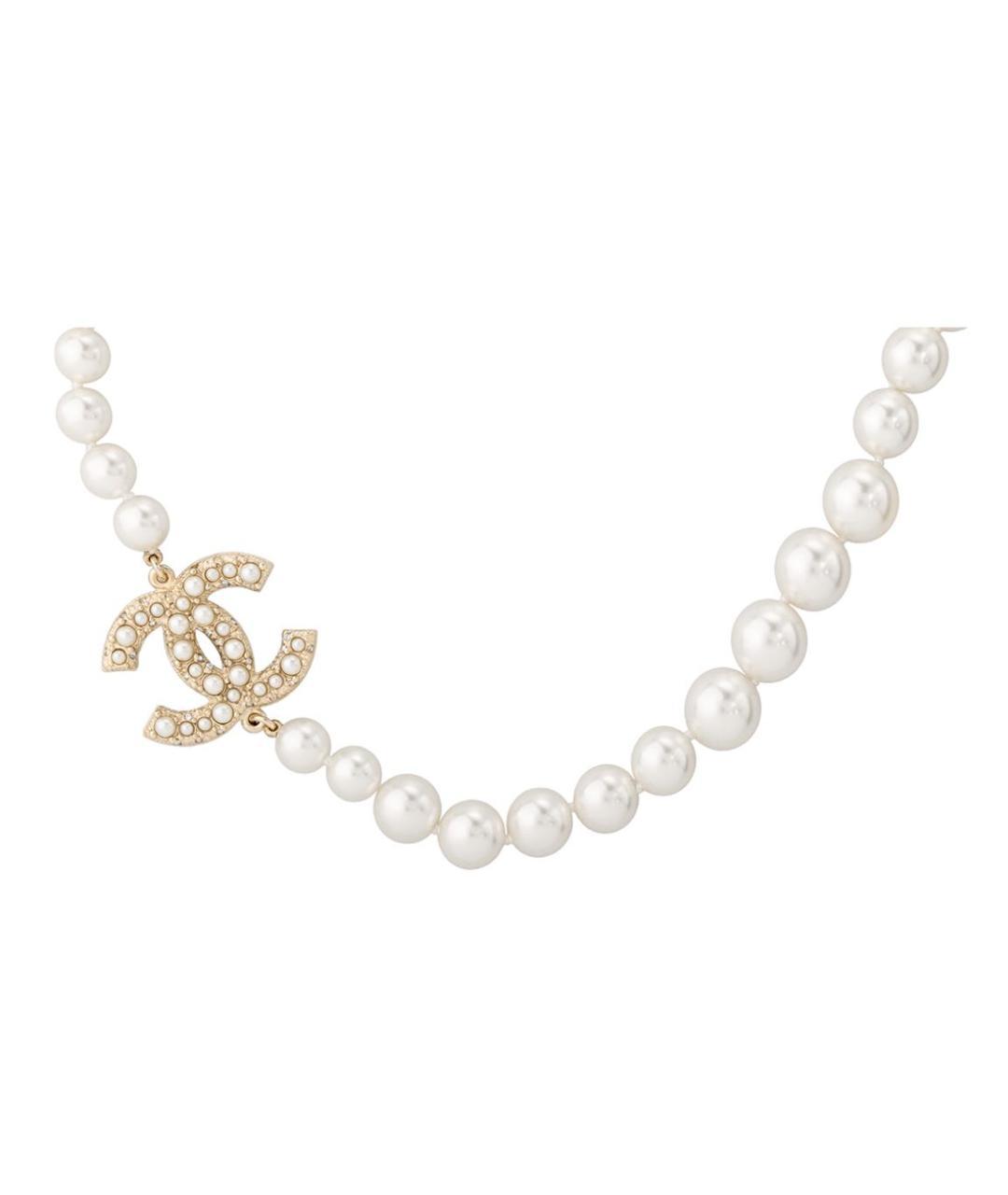 CHANEL Белое металлическое колье, фото 1