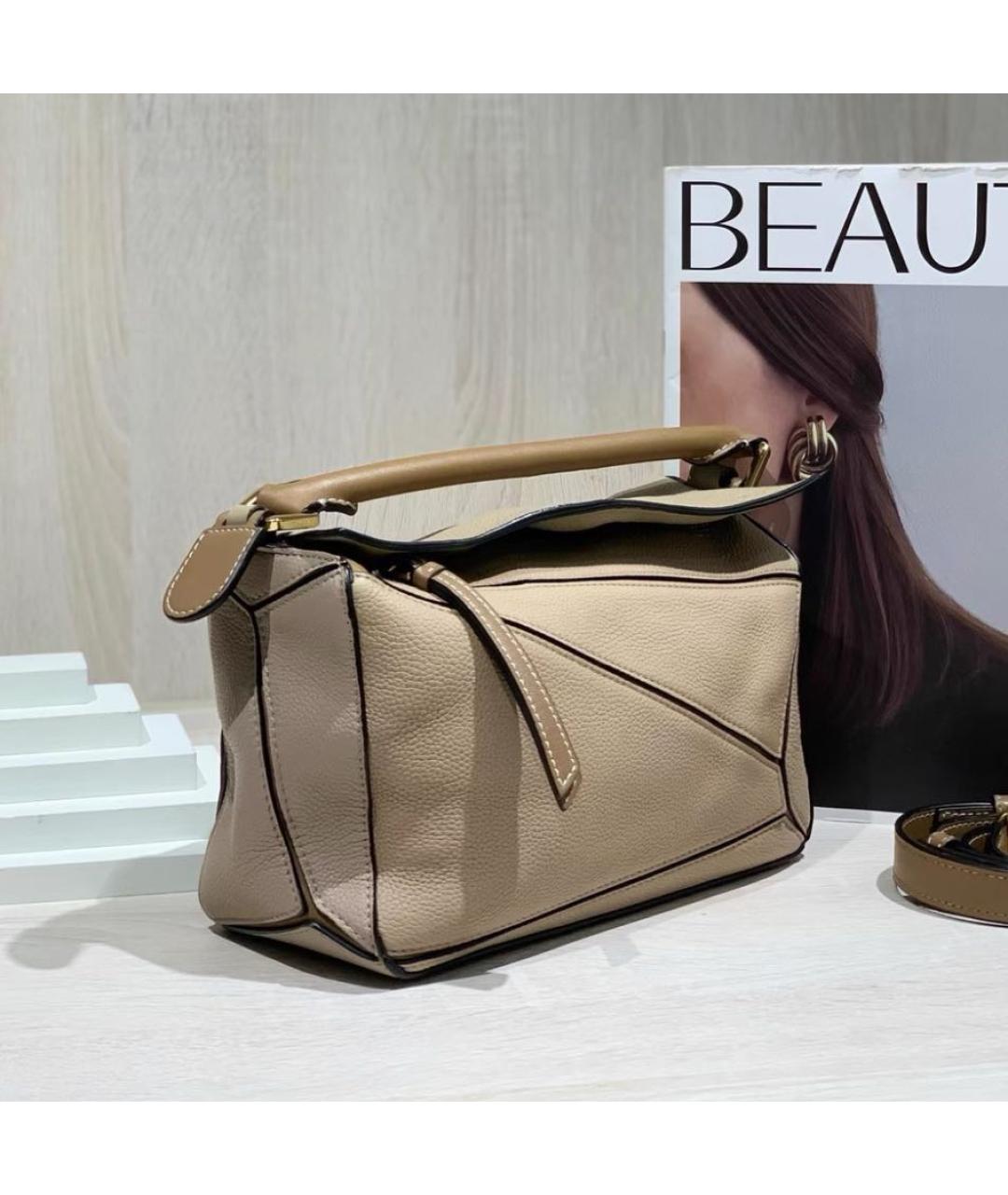 LOEWE Бежевая кожаная сумка через плечо, фото 3