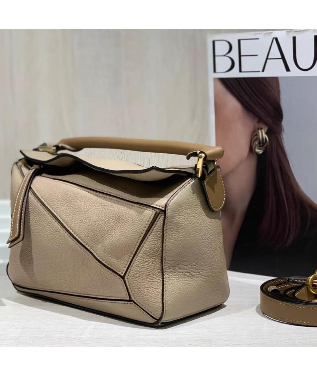 LOEWE Бежевая кожаная сумка через плечо, фото 4