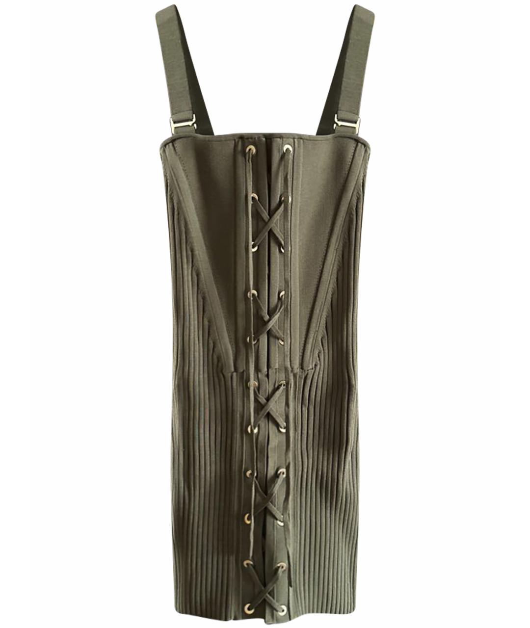 DION LEE Хаки вискозное коктейльное платье, фото 1