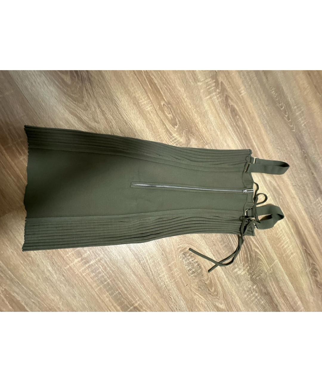 DION LEE Хаки вискозное коктейльное платье, фото 2