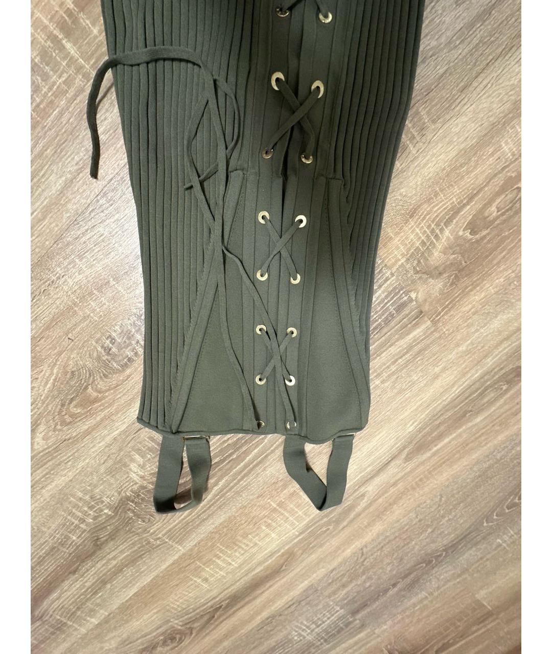 DION LEE Хаки вискозное коктейльное платье, фото 3