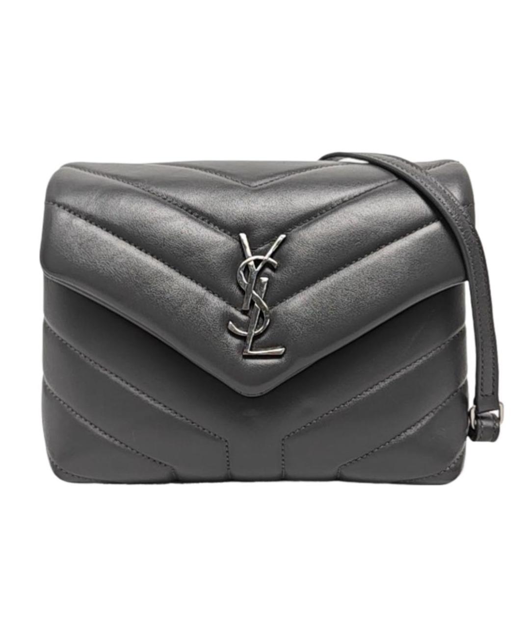 SAINT LAURENT Серая кожаная сумка через плечо, фото 2