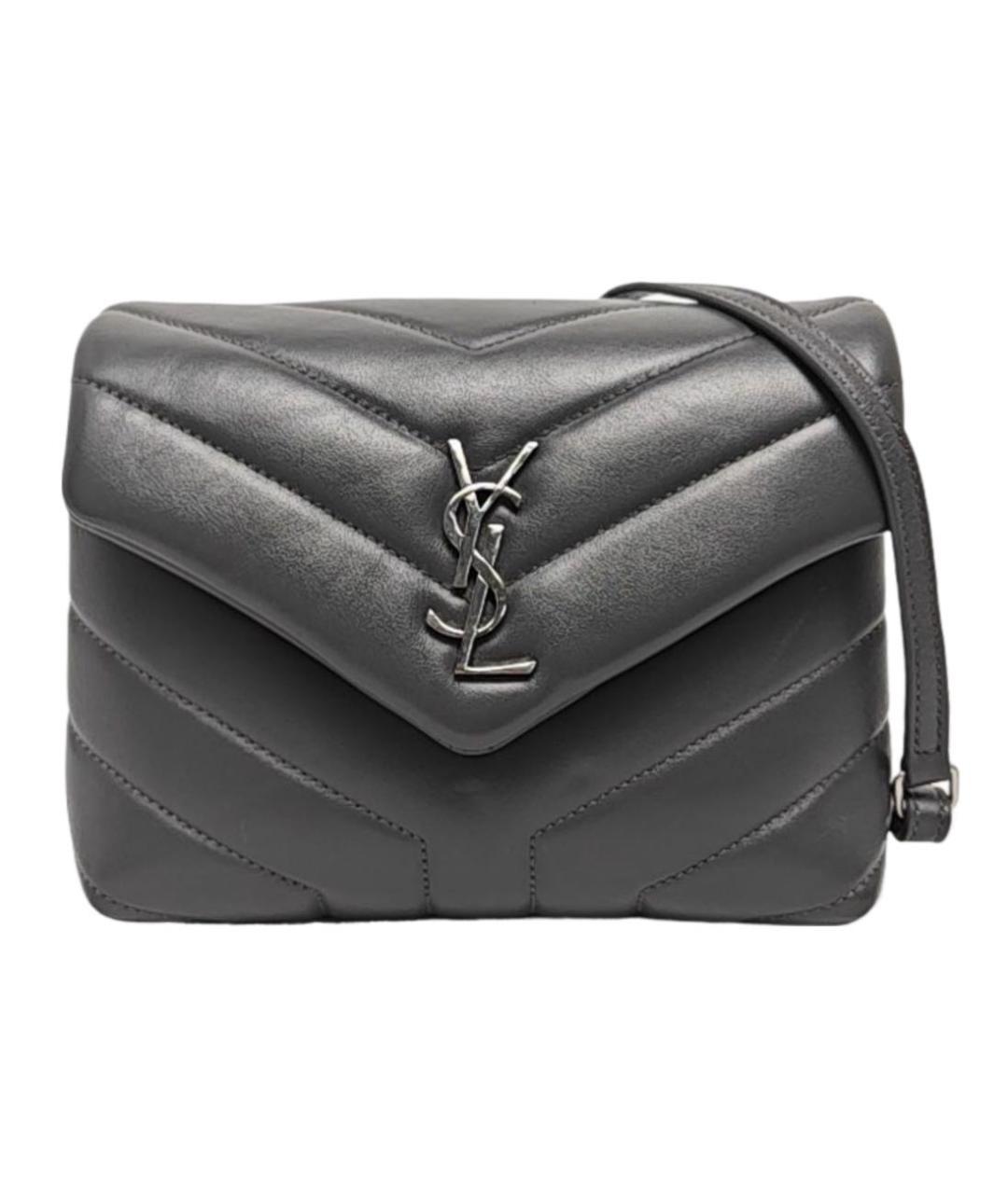 SAINT LAURENT Серая кожаная сумка через плечо, фото 6