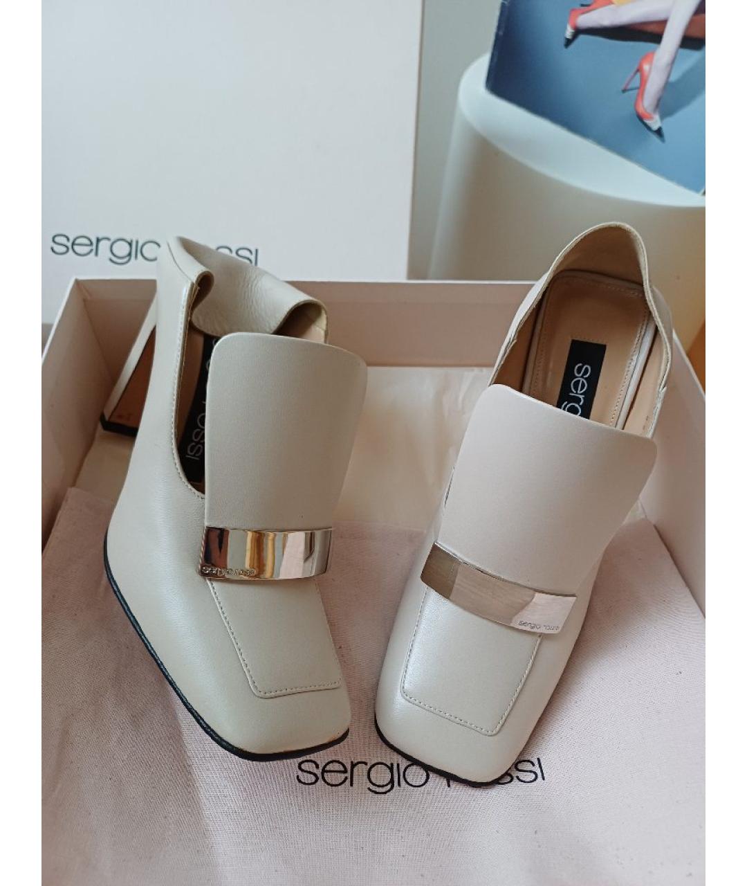 SERGIO ROSSI Бежевые кожаные туфли, фото 3