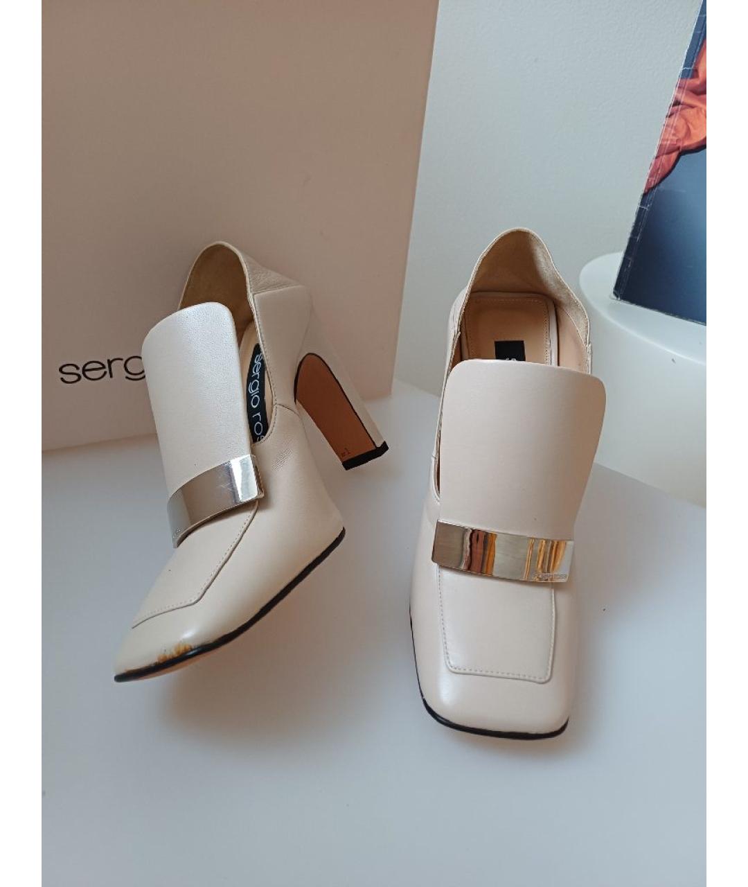 SERGIO ROSSI Бежевые кожаные туфли, фото 6